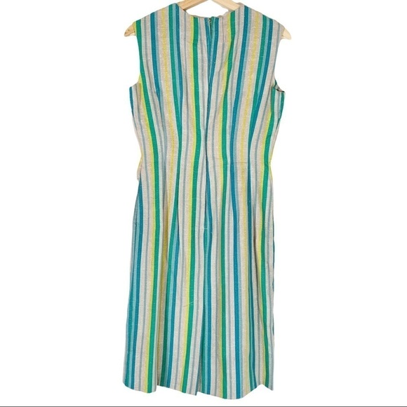 Vintage 1960's Handmade Striped Short Sleeveless Dress Size Small/Medium - Picture 2 of 6